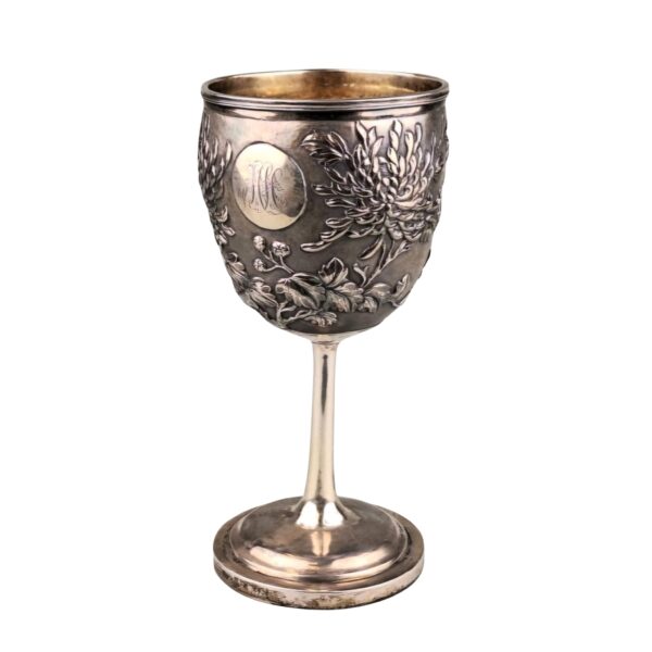 China, antique silver goblet by Wing Chung, Hong Kong, 19thC