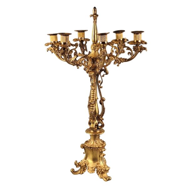 Antique French gilt bronze candle holder, 19thC