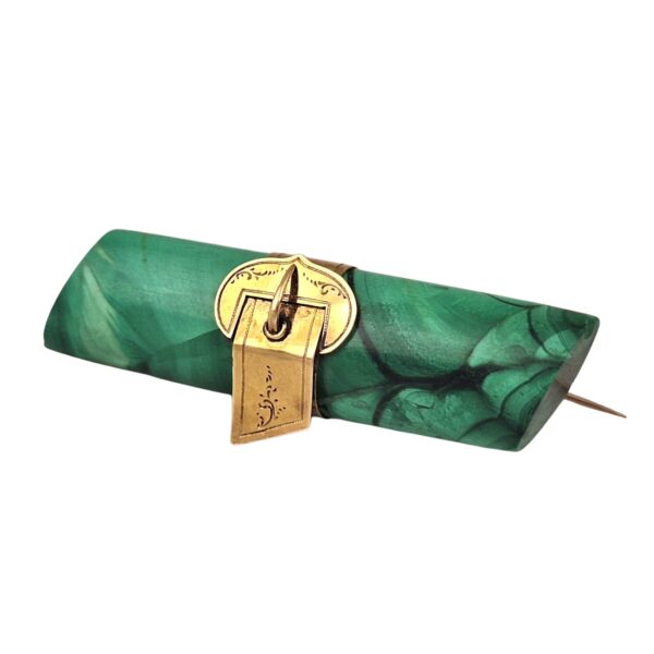 Antique Russian gold malachite brooch,19thC