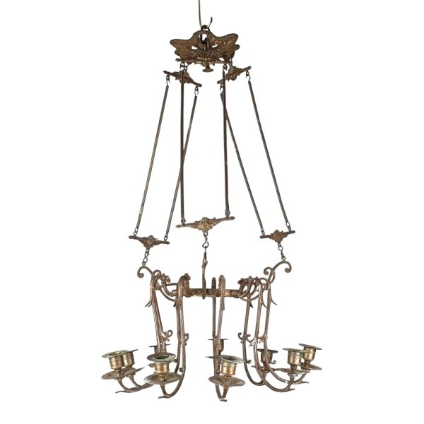 Antique gilt bronze candle chandelier, 18thC