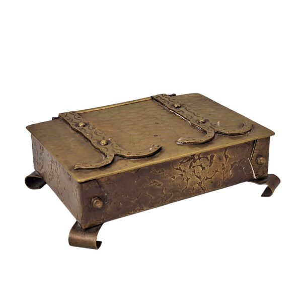 Antique Arts and Crafts hammered bronze cigar box