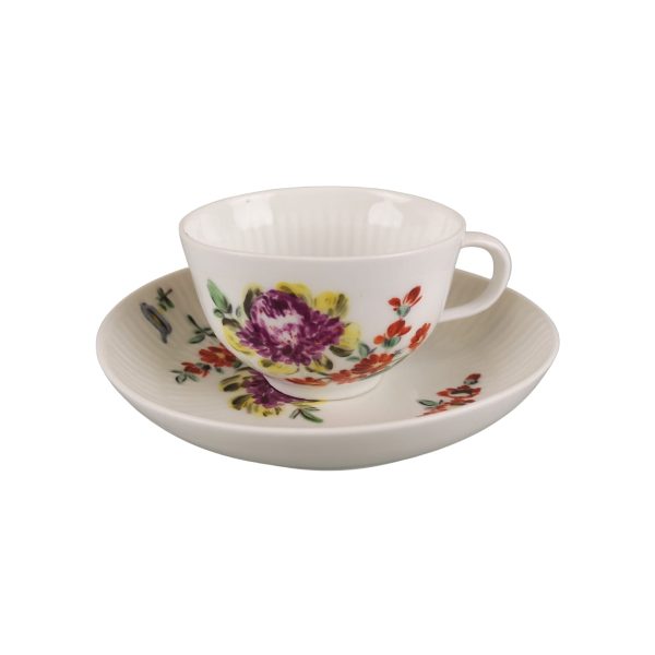 Antique Meissen porcelain floral cup & saucer,18thC
