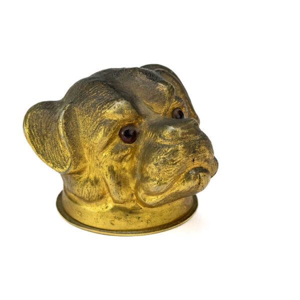 Antique gilt bronze dog figure as pencil sharpener