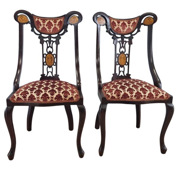 A pair of antique English Art Nouveau chairs,late 19thC