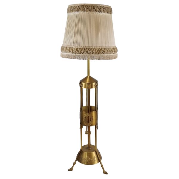 Antique brass and fabric floor lamp,late 19thC