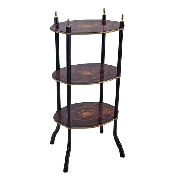 Antique Italian inlaid wood/bronze side table