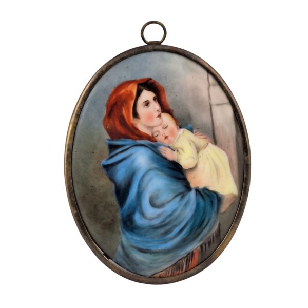 Ferruzzi Madonna,antique porcelain hand painted plaque,1929