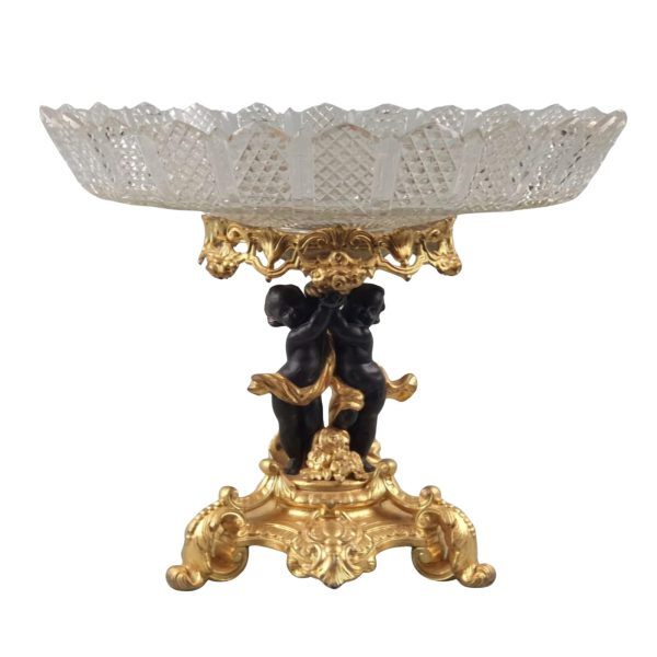 Antique,gilt metal cut glass centerpiece,19thC
