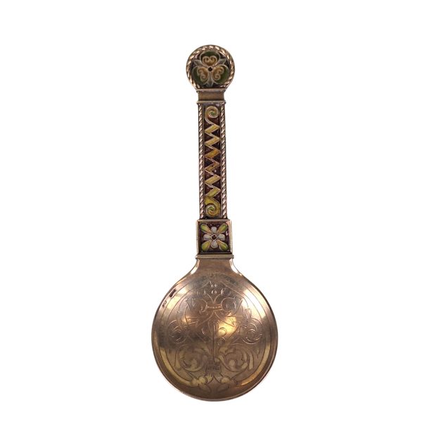 Antique Norwegian  Silver & Plique a Jour Enamel spoon by Jacob Tostrup c.1880